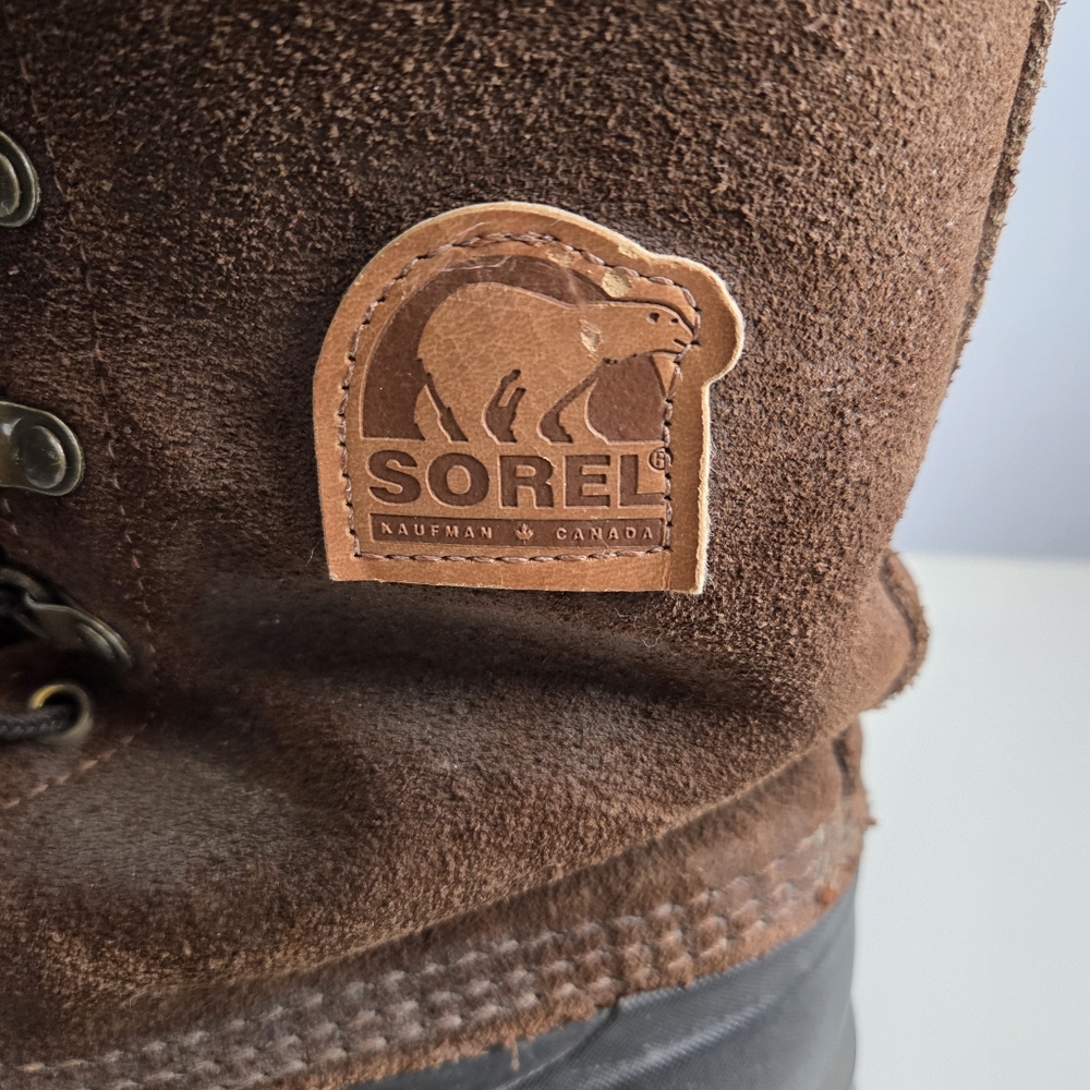Sorel Kaufman Canada Mens Winter Duck Sherpa Lined Leather Boots Size 8 - Picture 3 of 7